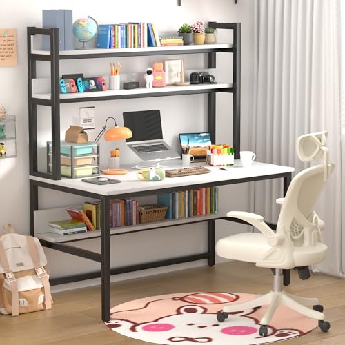 Desk with Shelves, Computer Desk with Hutch, 55", view 2
