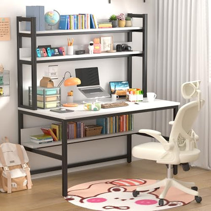 Desk with Shelves, Computer Desk with Hutch, 55", view 2