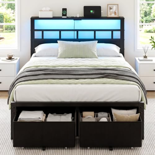 Full Size Bed Frame with 2 Storage Drawers & Headboard, view 4