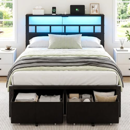 Full Size Bed Frame with 2 Storage Drawers & Headboard, view 4