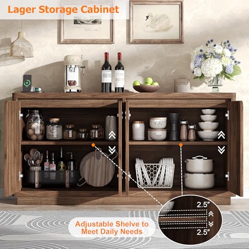 63" Buffet Cabinet with Storage & Power Outlet, view 4
