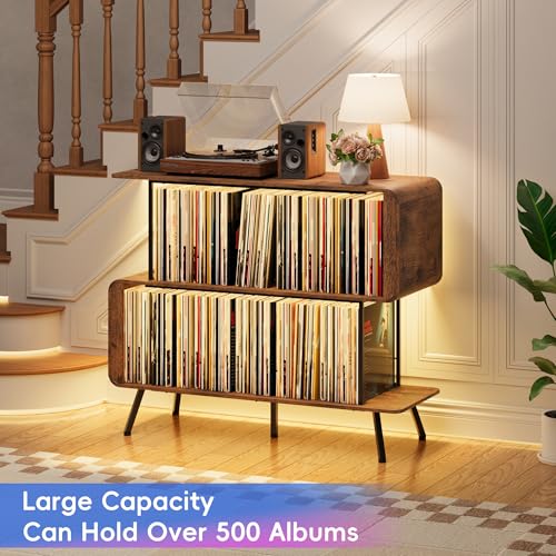 Record Player Stand with Vinyl Record Storage - 3-Tier Record Player Table, view 6