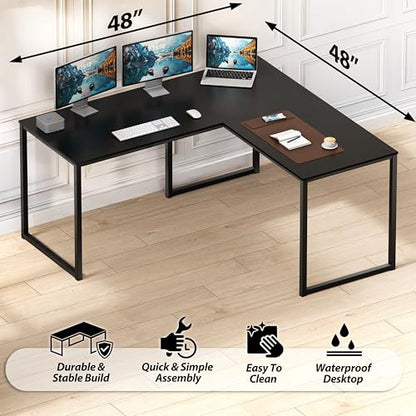 Mission 48 x 48 L-Shape Home Office Computer Desk, Black, view 6