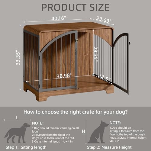 40" Farmhouse Dog Crate Furniture for Large/Medium Dogs, view 3