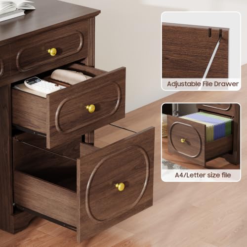 Executive Desk 47" with 3 Storage Drawers & A File Drawer, Walunt, view 6