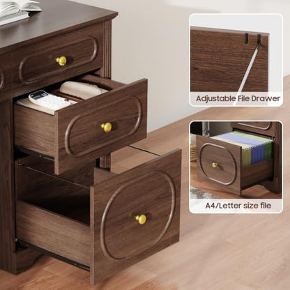 Executive Desk 47" with 3 Storage Drawers & A File Drawer, Walunt, view 6
