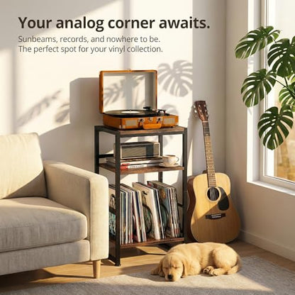 3-Tier Record Player Stand, with Storage, 28" H, Rustic, view 7