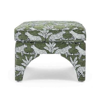 Tov Furniture Raji Jacquard Ottoman (Olive Green Leopard)
