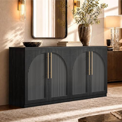 Arched Sideboard Cabinets, Modular Buffet Table, Black, view 6