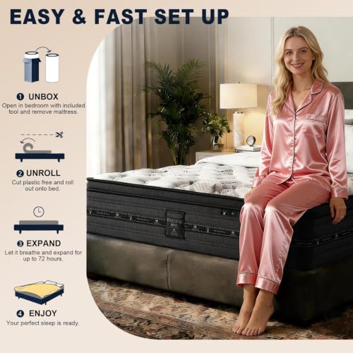 Twin Mattress 12 inch, Hybrid Twin Size Mattress in a Box, view 6