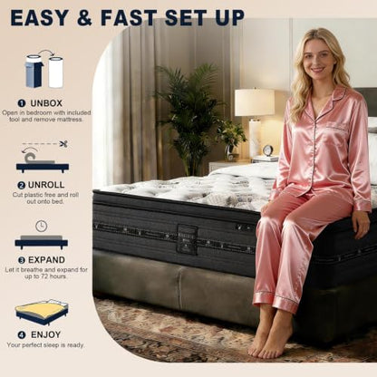 Twin Mattress 12 inch, Hybrid Twin Size Mattress in a Box, view 6