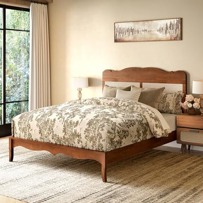 Queen Bed Frame with Adjustable Headboard, Wooden Bedframe, view 2
