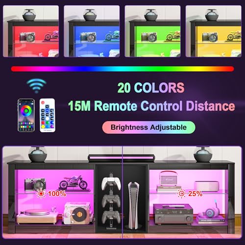 Modern 63 inch TV Stand with LED Lights for 50 55 60 65 70 75 inch TVs, view 6