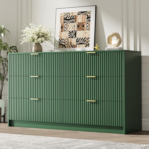 Green 6 Drawer Dresser for Bedroom, view 2
