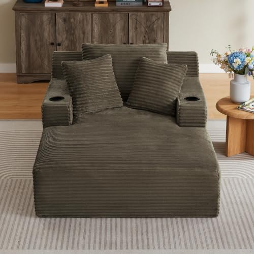 66" Oversized Chaise Lounge Chair, Corduroy Boneless Cloud Couch, view 3