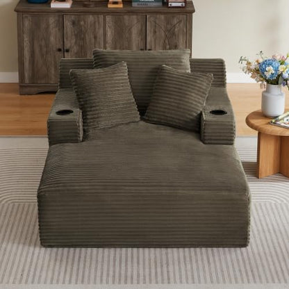 66" Oversized Chaise Lounge Chair, Corduroy Boneless Cloud Couch, view 3