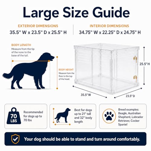 Clear Acrylic Large Dog Crate Furniture with Blush Cushion for Large Dogs, view 3