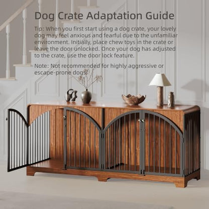 78" Farmhouse Dog Crate Furniture for 2 Large Dogs, view 6