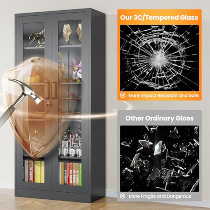 Locking Display Cabinet with Glass Door, view 5