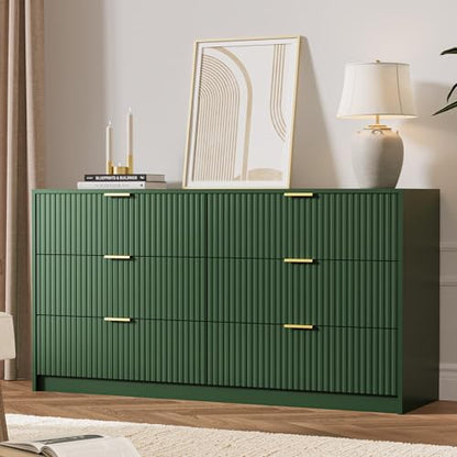 Green 6 Drawer Dresser for Bedroom, view 8