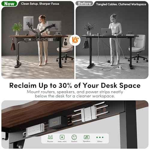 Electric Standing Desk with L-Shaped Crossbar & Cable Management System, view 5