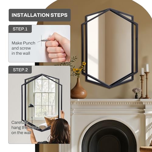 LuxenHome 31.8"X22" Wall Mirror | Black Metal Frame Vanity Mirrors for Bedroom, Entryway, Living Room Decor
