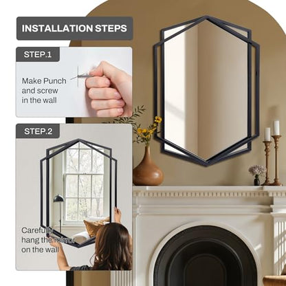 LuxenHome 31.8"X22" Wall Mirror | Black Metal Frame Vanity Mirrors for Bedroom, Entryway, Living Room Decor