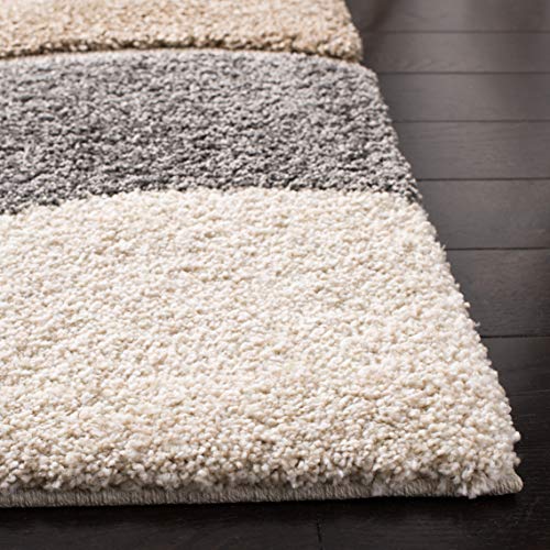 SAFAVIEH Area Rug 8x10 - Florida Shag Collection - Large - Ivory & Grey, Abstract Design, Non-Shedding & Easy Cleaning, Plush Thick Pile, Ideal for Living Room, Bedroom, Dining Space (SG475-1180)
