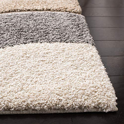 SAFAVIEH Area Rug 8x10 - Florida Shag Collection - Large - Ivory & Grey, Abstract Design, Non-Shedding & Easy Cleaning, Plush Thick Pile, Ideal for Living Room, Bedroom, Dining Space (SG475-1180)