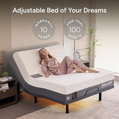 SFE Twin XL Adjustable Bed Frame and Mattress, 14" Gel Memory Foam, view 3