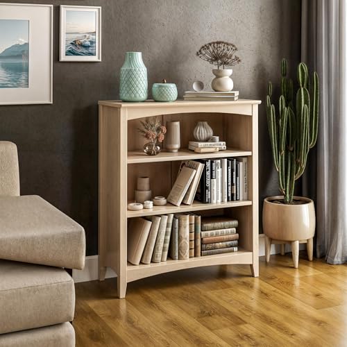 Shaker Style 3 Shelf Bookcase/Solid Wood / 36" High/Adjustable Shelving/Closed, view 5