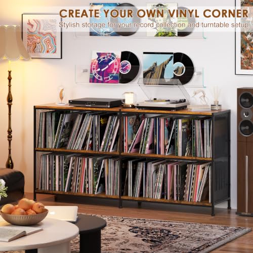 59.2" Record Player Stand with Vinyl Record Storage, Hold 700+ Records, view 7