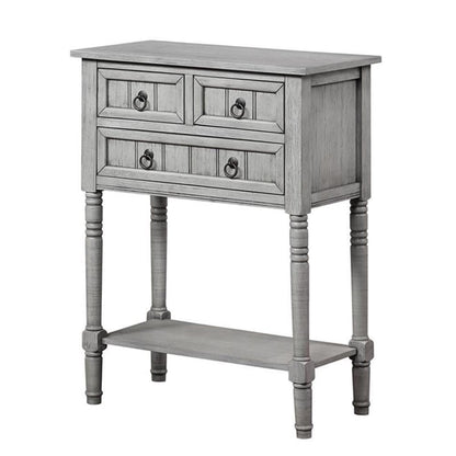 Kendra Entryway Hall Table 23.75" - 3 Storage Drawers, Traditional Console with Shelf for Decor, Office & Hallway Organizer, No Tools Assembly, Solid Wood, Wirebrush Light Gray