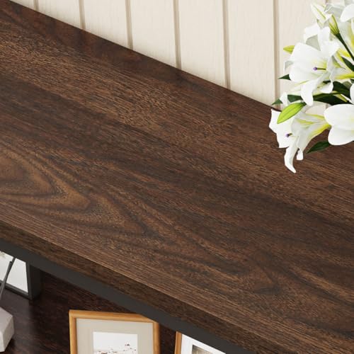 Console Table for Entryway, Modern Entry Table with 3 Tier Shelves, Couch Tables Behind Sofa for Living Room (55 Inch, Dark Walnut)