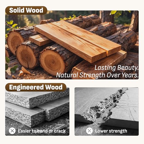 Solid Wood Bed Frame with Rubberwood Platform, Quiet Stability Design, view 6