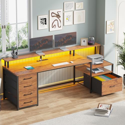 66'' Computer Desk with 5 Drawer, Power Outlet for Home Office, view 2
