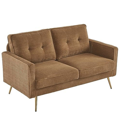 56" Modern Khaki Loveseat,Small Corduroy Sofa Couch Deep Seat for Living Room,2-Seater Loveseat Sofa for Bedroom,Apartment,Office,Dorm,Small Space