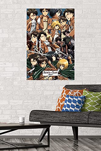 Attack on Titan - Collage Wall Poster, 22.375" x 34", Poster & Mount Bundle