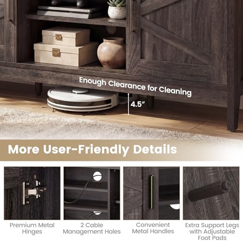 Farmhouse TV Stand for TVs up to 65 Inches, TV Console Table with Barn Doors, view 6