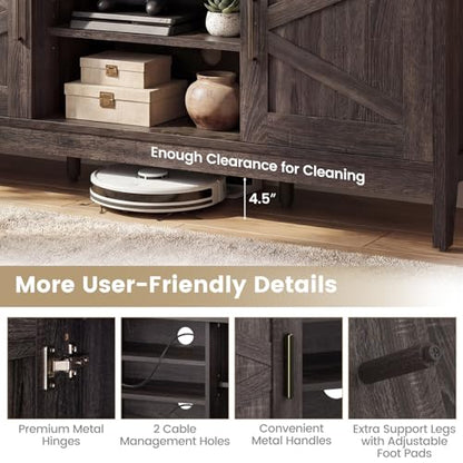 Farmhouse TV Stand for TVs up to 65 Inches, TV Console Table with Barn Doors, view 6