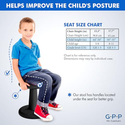 Gpack-pro Kids Wobble Stools, 2-Pack, 15.3-Inch Active Seating, Black