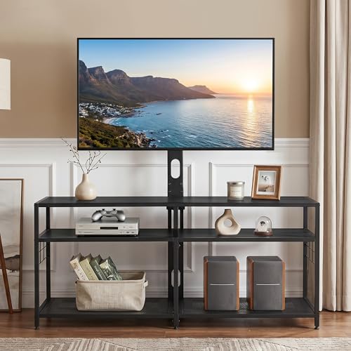 55" TV Stand with Mount, Universal Swivel TV Console for 32-75 inch TVs, view 4