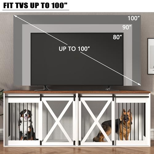 94.5 inch XXXL Double Dog Crate Furniture, White, view 7