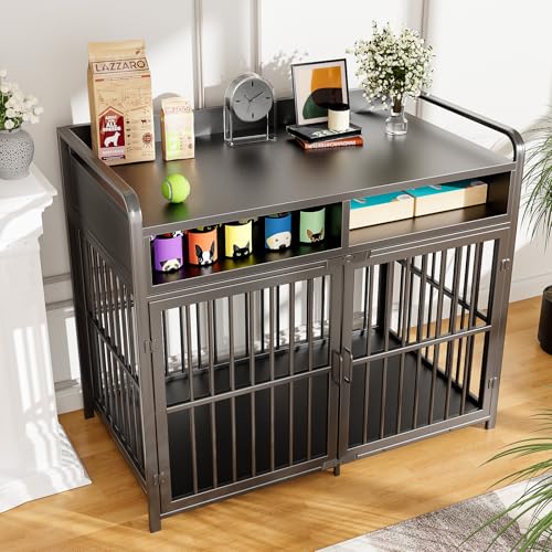 Large Dog Crate Furniture with Drawers Storage, view 4
