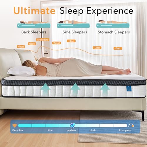 Queen Size Mattress 12 inch Mixed Mattress 80"*60"*12" Boxed Gel Memory Foam Mattress Individually Pocketed Springs Pressure Relief and Motion Isolation Mattress for Better Sleep Queen Mattress