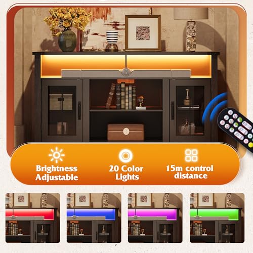 Black TV Console with LED Lighting for 65 Inch TV, view 5