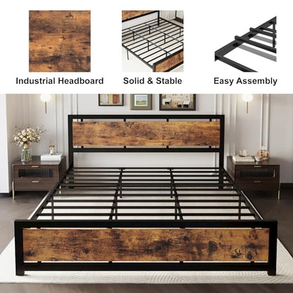 King Size Bed Frame with Headboard and Footboard, view 5