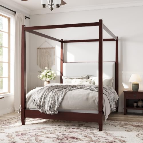 Cara Wooden Canopy Queen Bed Frame With Headboard, view 5