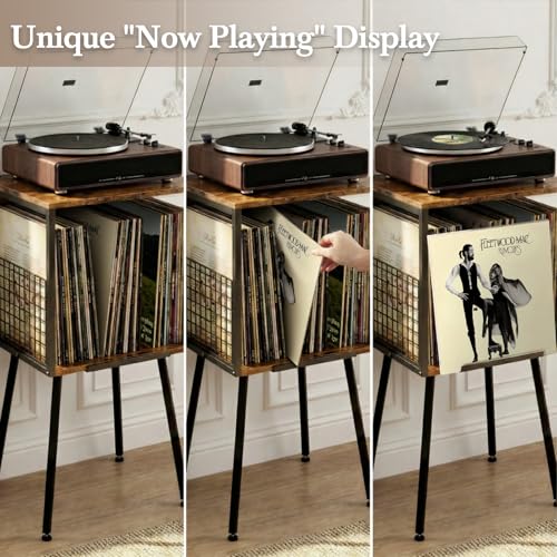 Record Player Stand with Storage Holds 100+ Vinyl Records, view 5