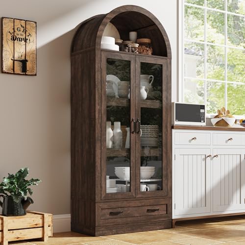 75" Tall Arched Kitchen Pantry Cabinet w Load-Bearing Steel Pipe, view 4